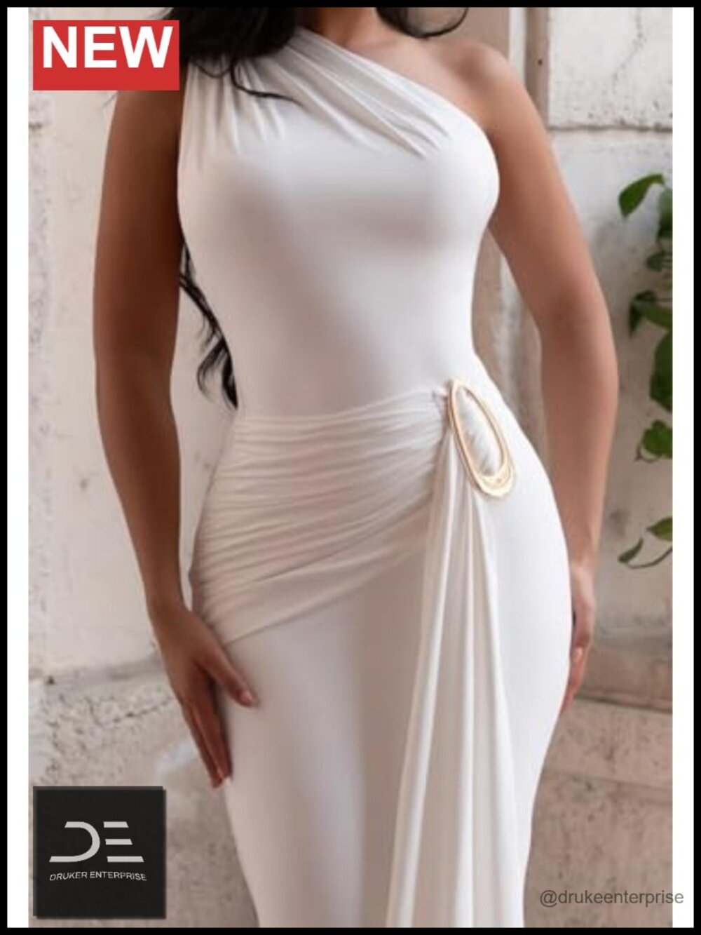 One Shoulder Backless Bodycon Ruched Maxi Dress - Picture 3 of 6